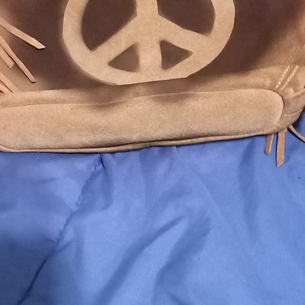 Coach Brown Leather Shoulder Bag with Distressed Peace Sign - Picture 5 of 7